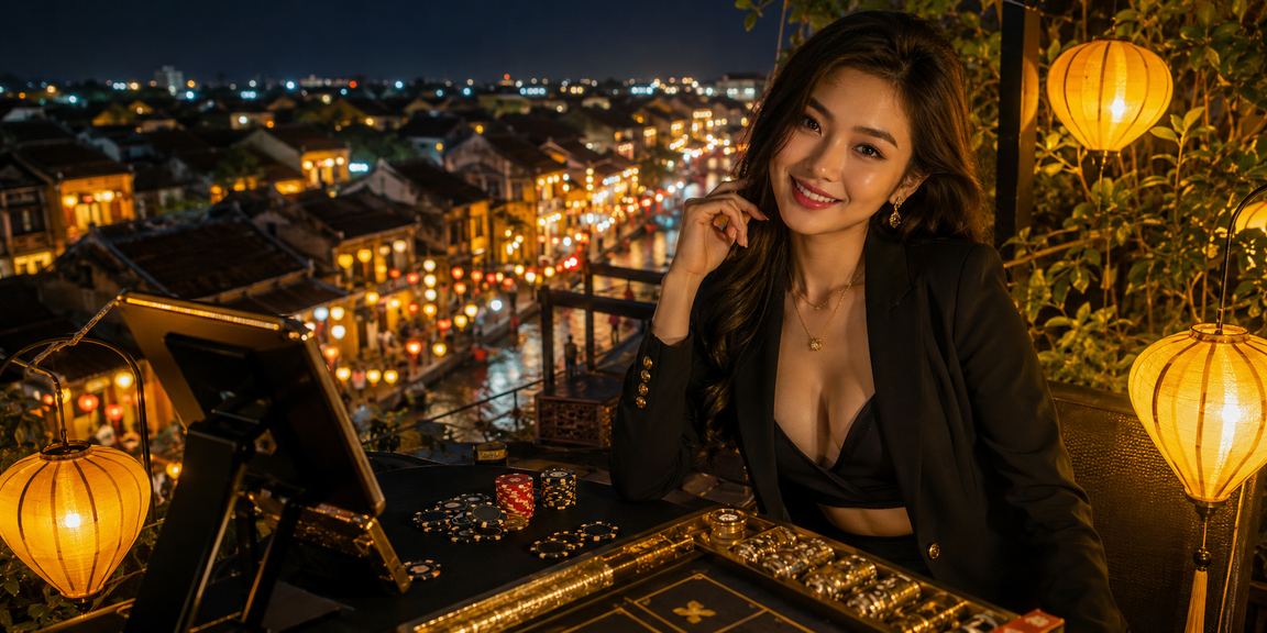 Người dùng tại Hội An thực hiện giao dịch nạp tiền trong không khí lễ hội đèn lồng